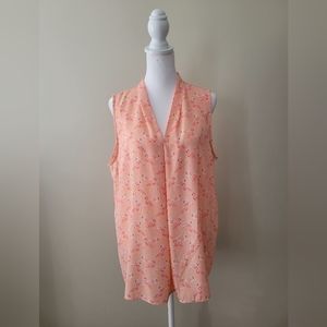 Versona Peach and Pink Flamingo Sleeveless Blouse - Size L